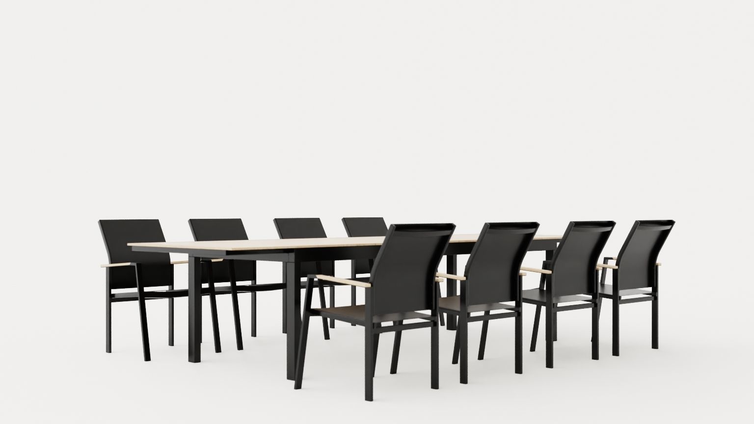 Seattle dining set Low-poly 3D model_3