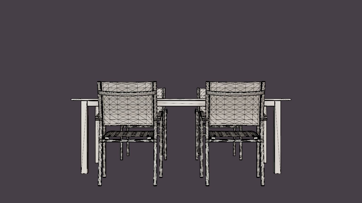 Twin dining set Low-poly 3D model_5