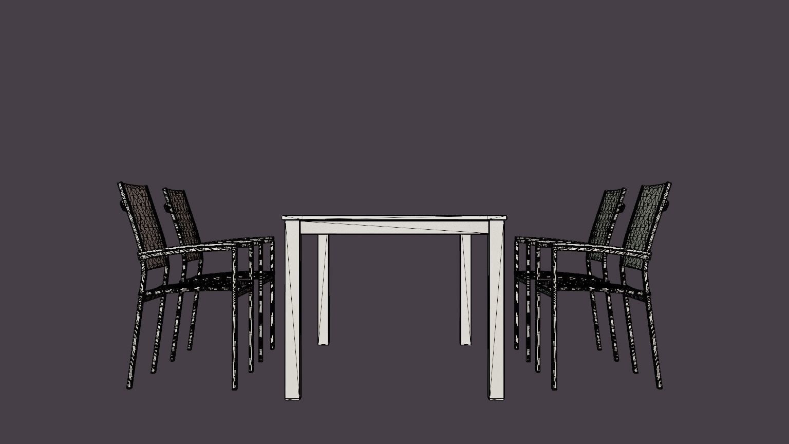 Twin dining set Low-poly 3D model_7