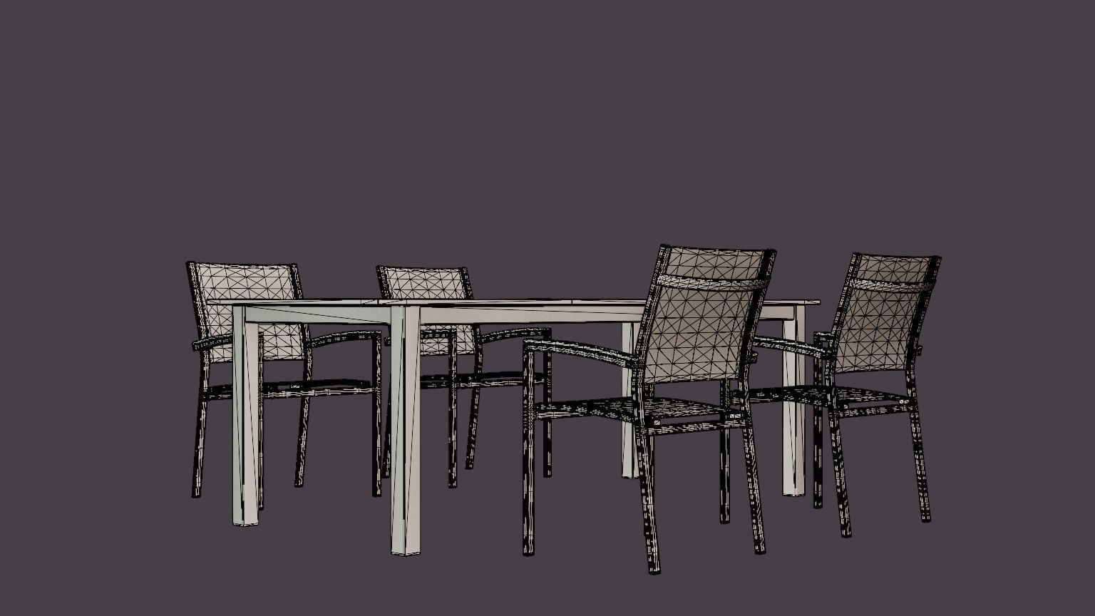 Twin dining set Low-poly 3D model_6