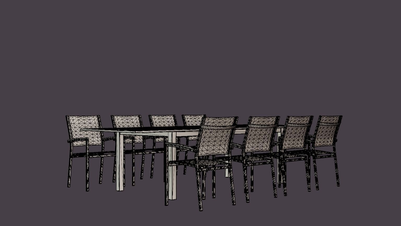Twin dining set Low-poly 3D model_6