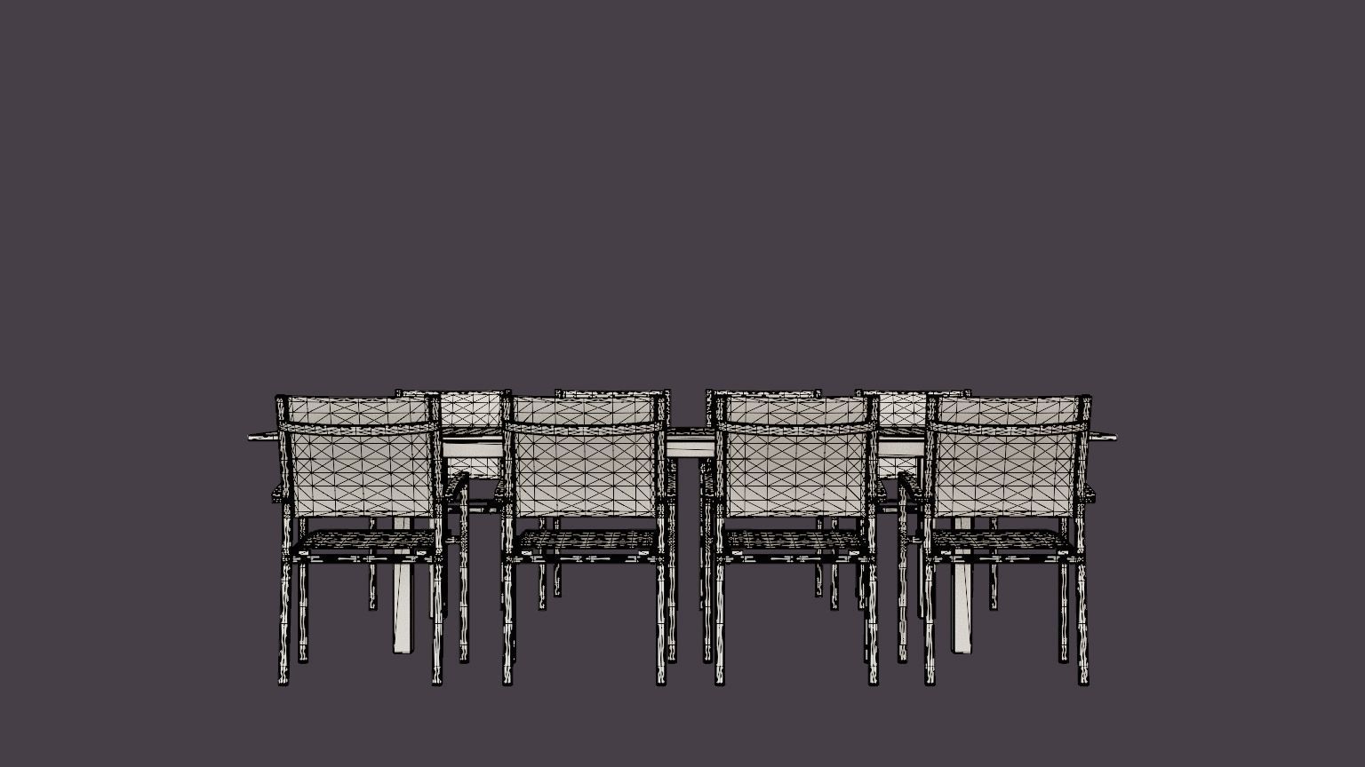 Twin dining set Low-poly 3D model_5