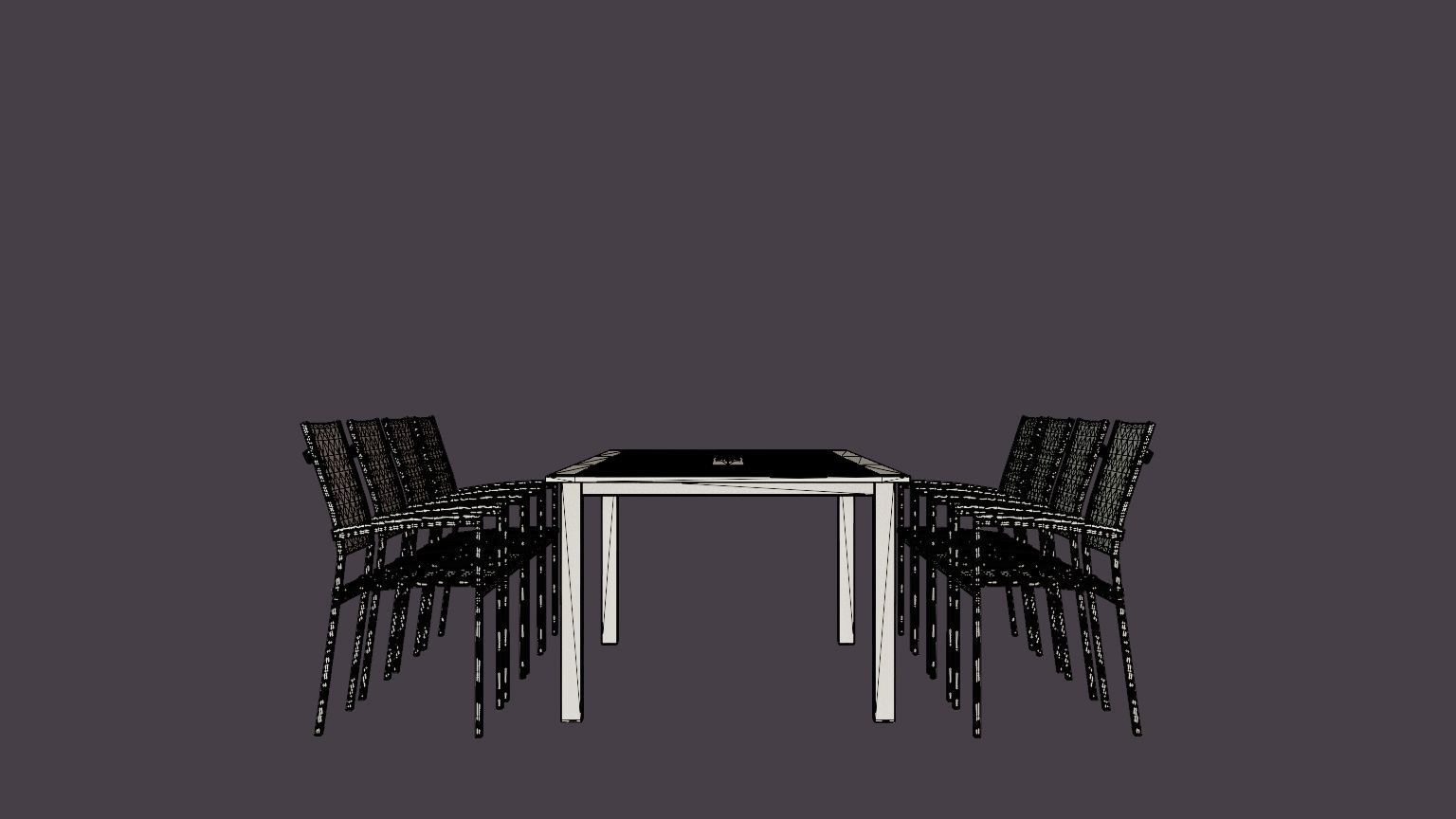 Twin dining set Low-poly 3D model_7