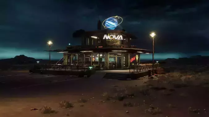 Nova Space Burgers-Cyberpunk Abandoned Restaurant-Bar