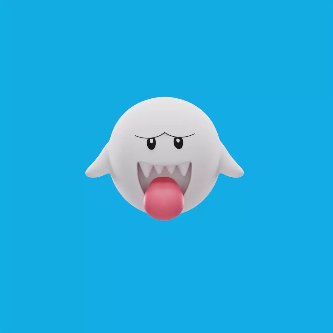 Boo ghost 3d character model lowpoly mario bros world Low-poly 3D model_0