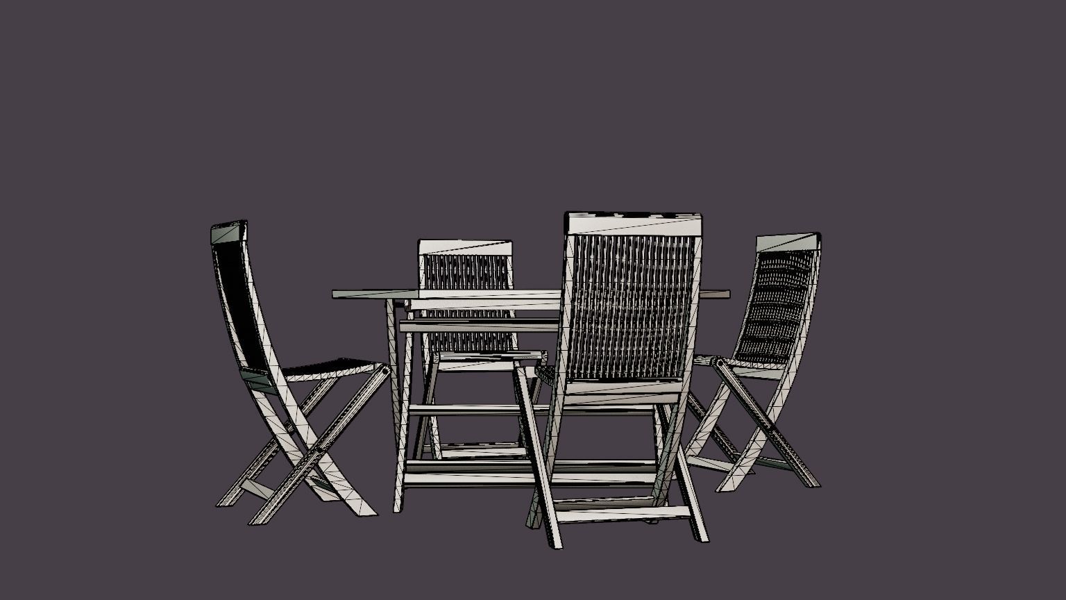 Viken dining set Low-poly 3D model_5