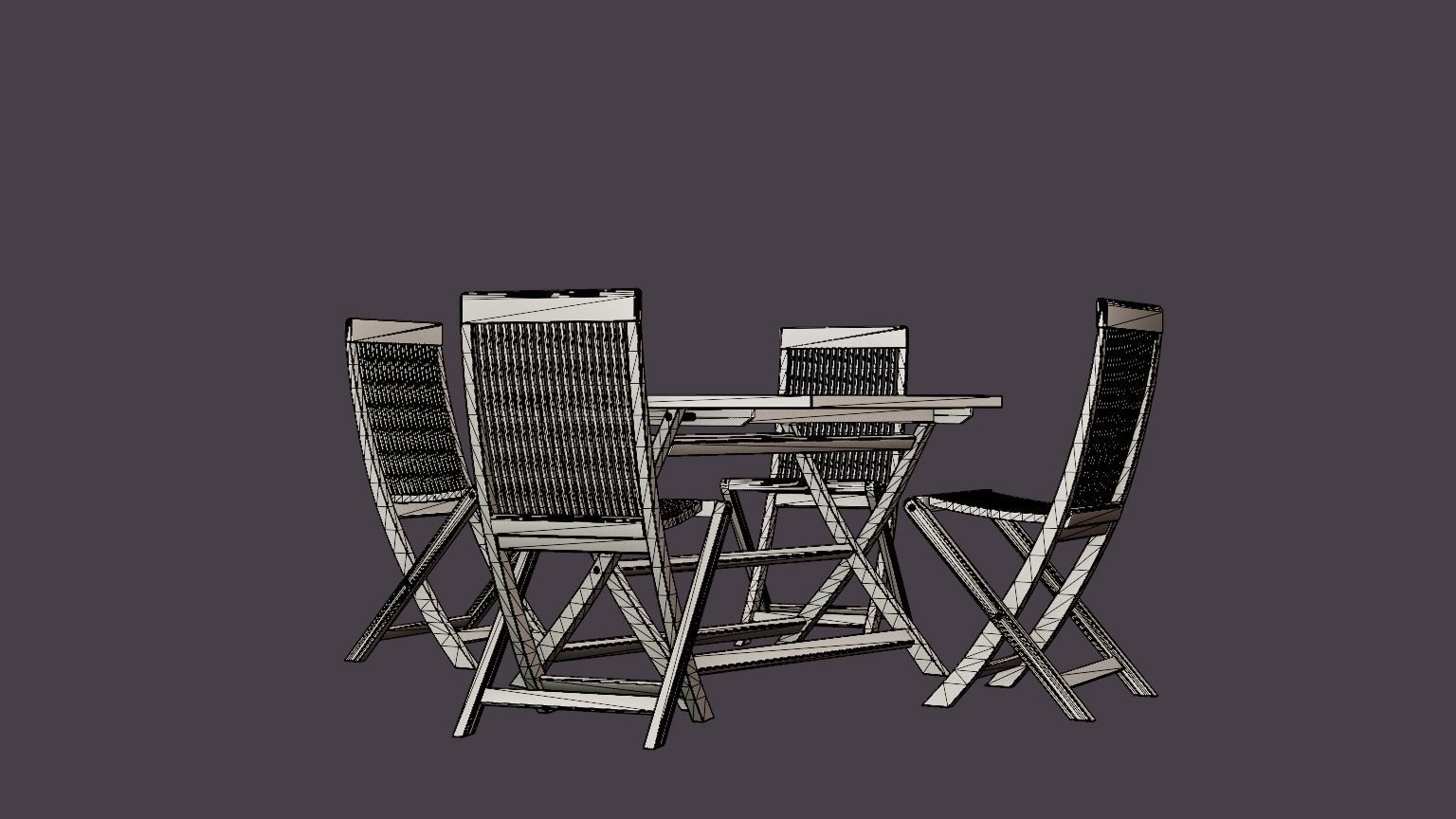 Viken dining set Low-poly 3D model_6