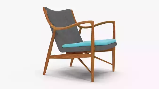 Finn Juhl Nv 45 Chair Fabric Grey  Low-poly 3D model
