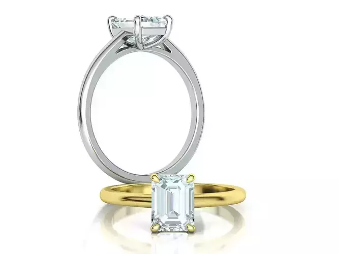 Classic Solitaire Ring 8x6 Emerald Cut Stone 3dmodel 3D print model