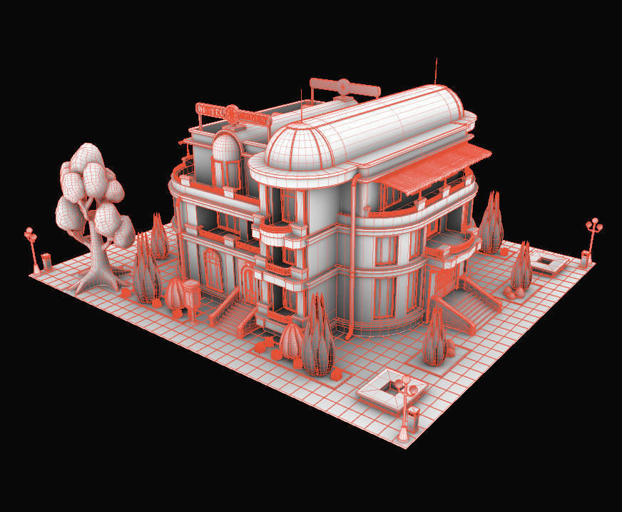 Model STYLIZED BUILDING - Hotel 4 3D model_3