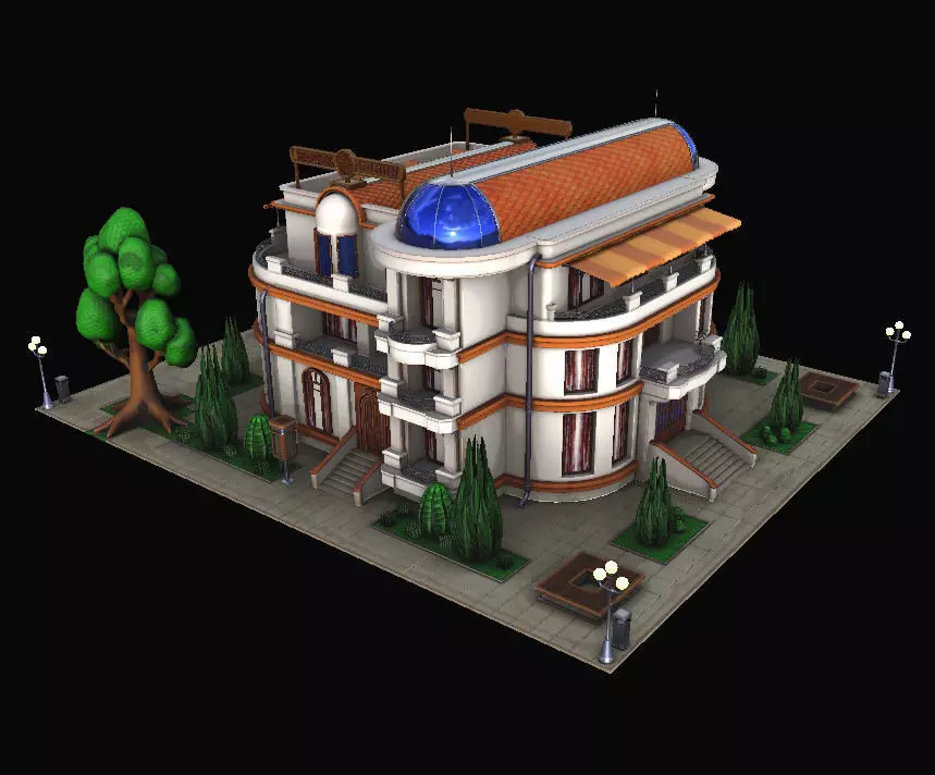 Model STYLIZED BUILDING - Hotel 4 3D model_0