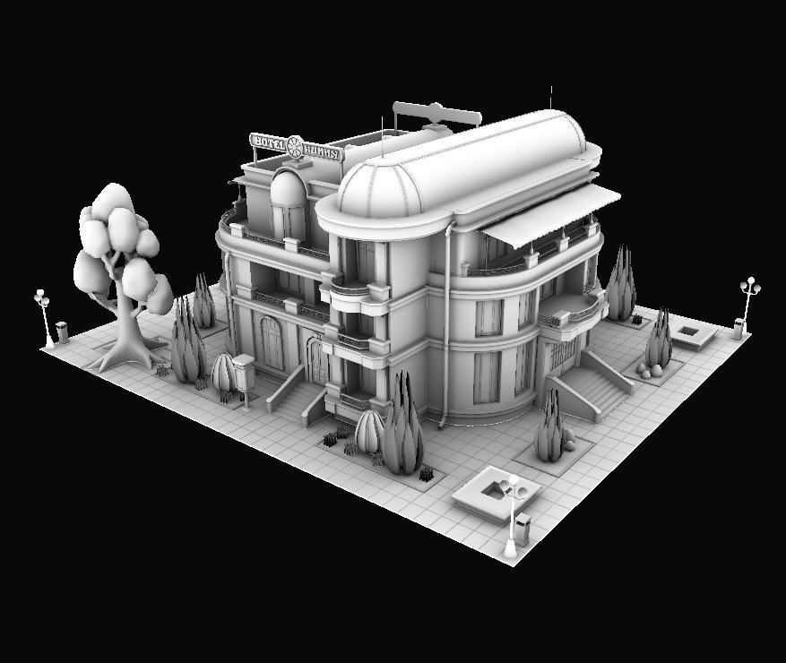 Model STYLIZED BUILDING - Hotel 4 3D model_2