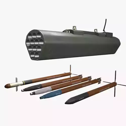 Rocket Launcher FZ231 With Missiles Low-poly 3D model