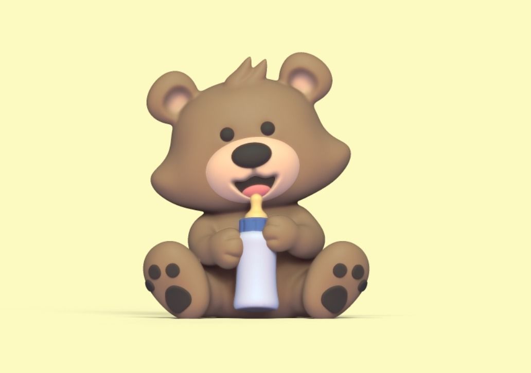 Bear Baby Bottle 3D print model_1