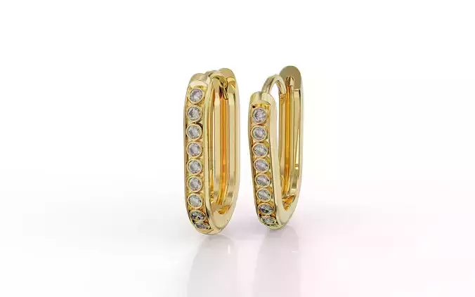 OVAL HUGGIE EARRINGS WITH DIAMONDS AND PLAIN ONE 3D print model