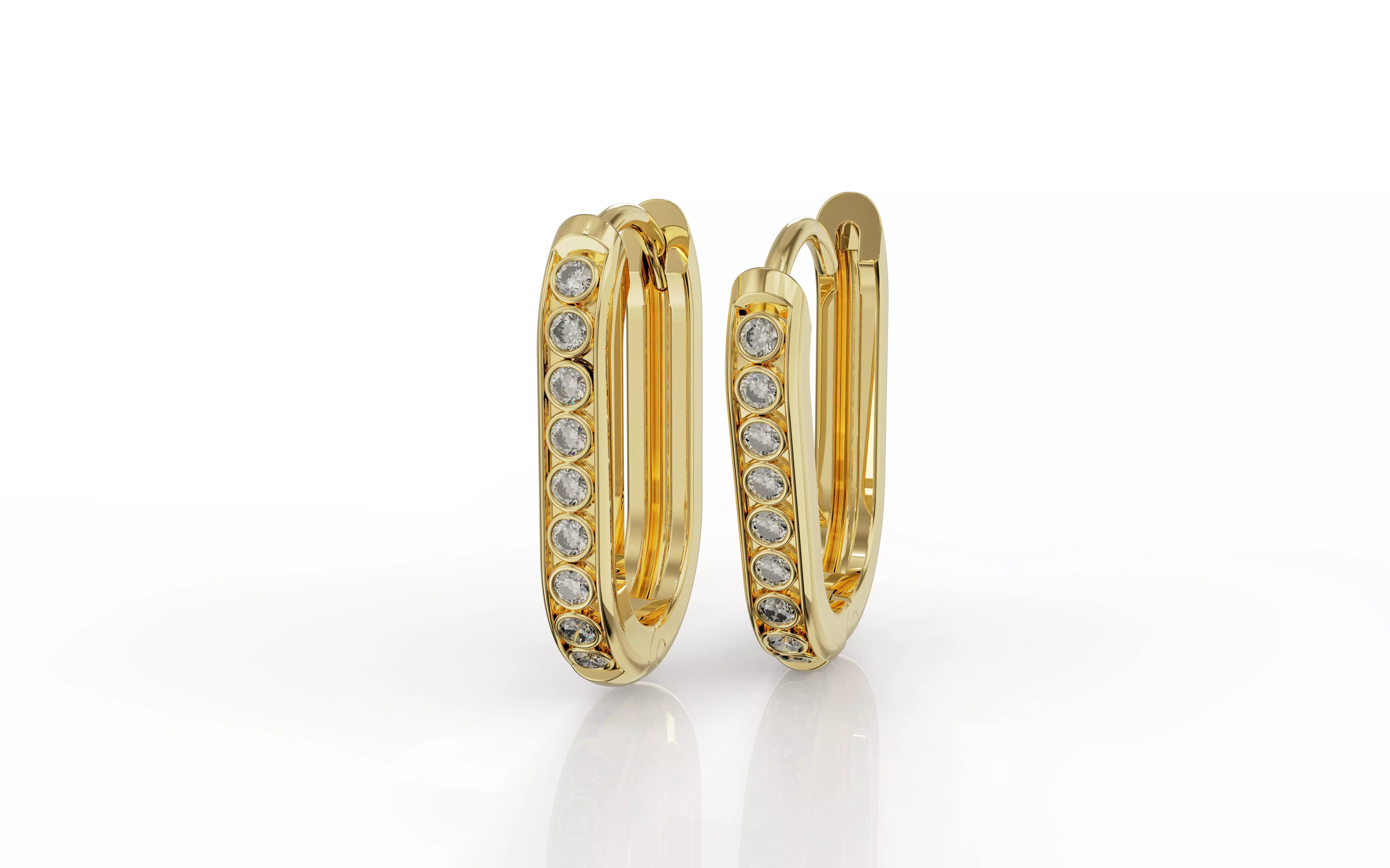 OVAL HUGGIE EARRINGS WITH DIAMONDS AND PLAIN ONE 3D print model