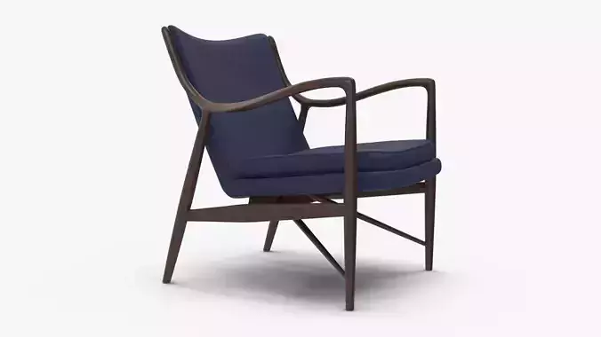 Finn Juhl Nv 45 Chair Velvet DarkBlue Low-poly 3D model