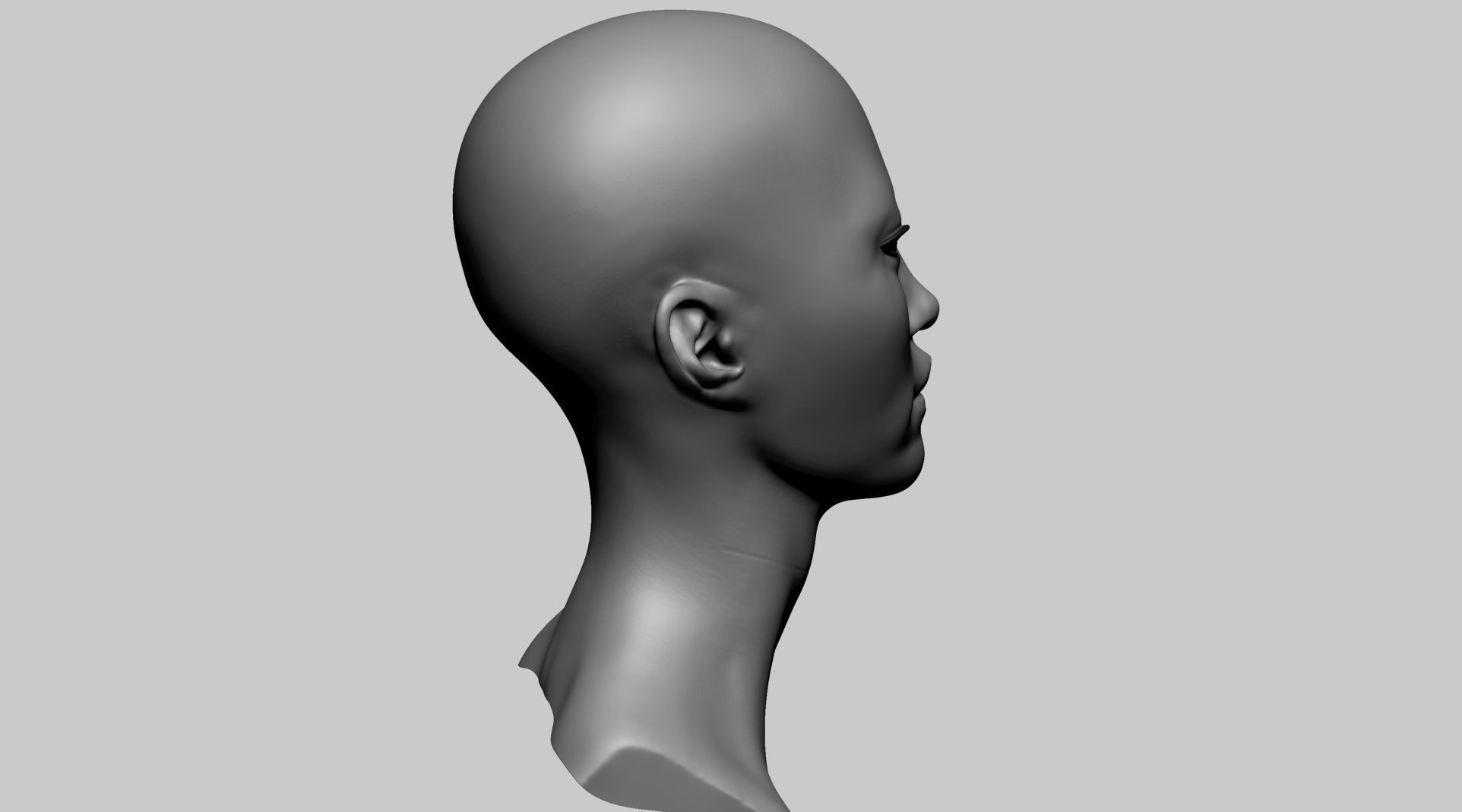 Asian Female Head B 3D model_7