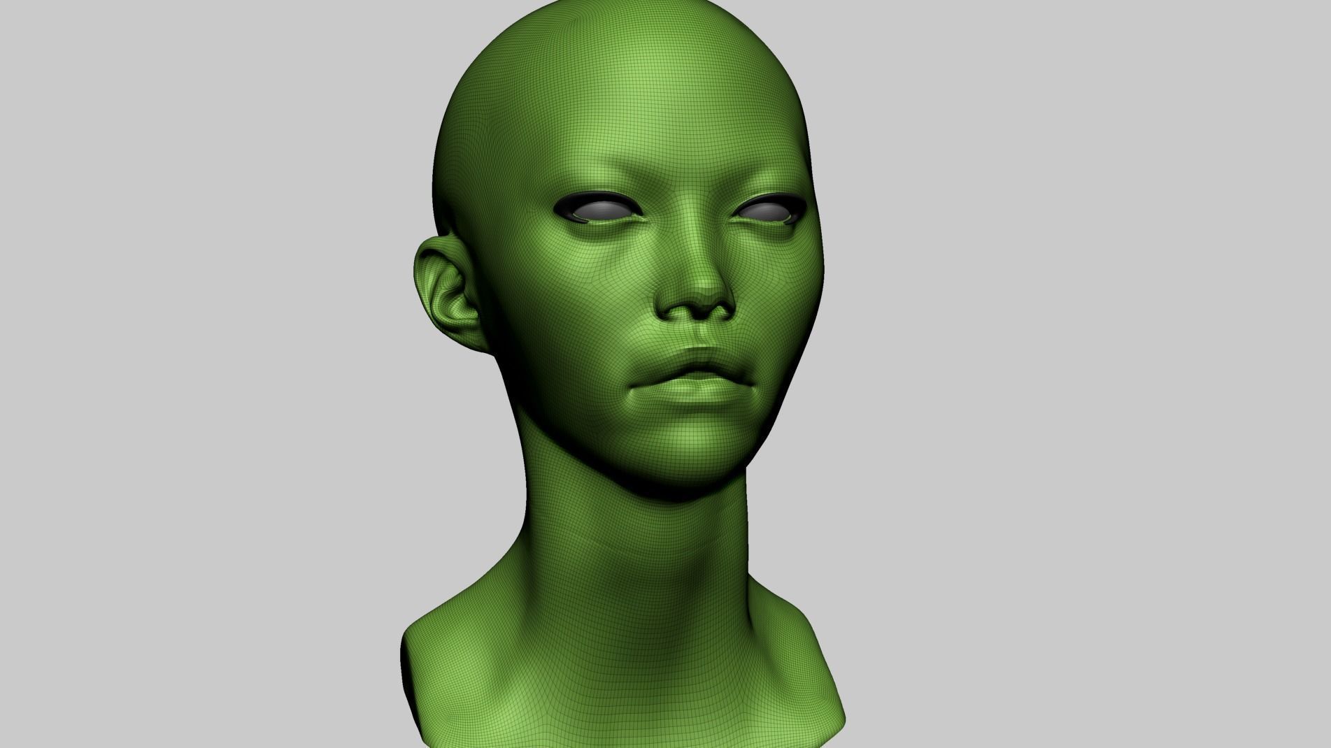 Asian Female Head B 3D model_9