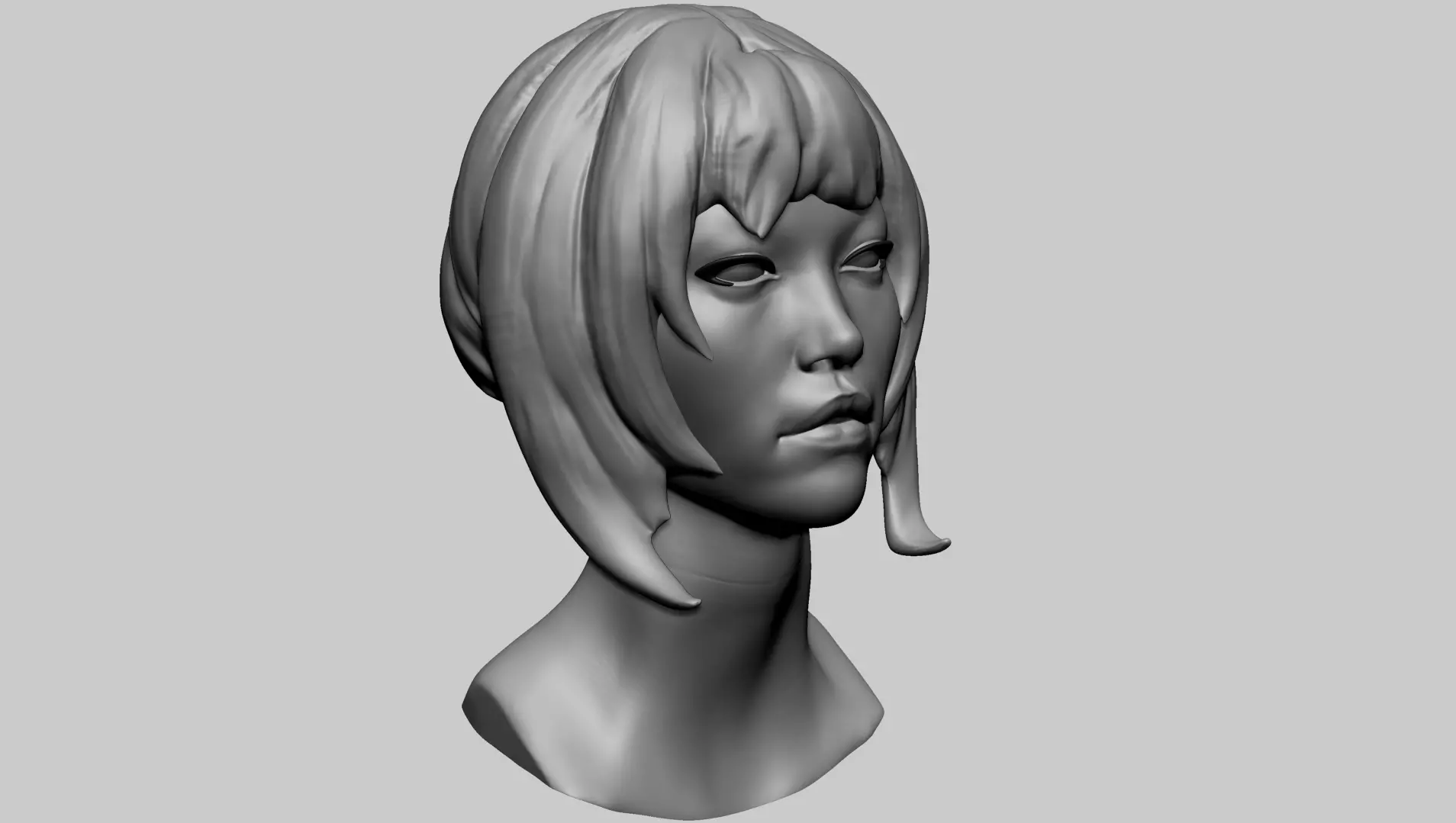 Asian Female Head B 3D model_0
