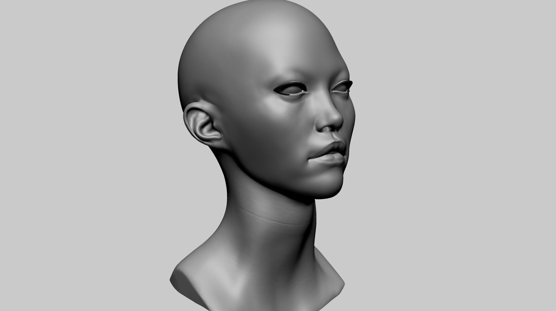 Asian Female Head B 3D model_6