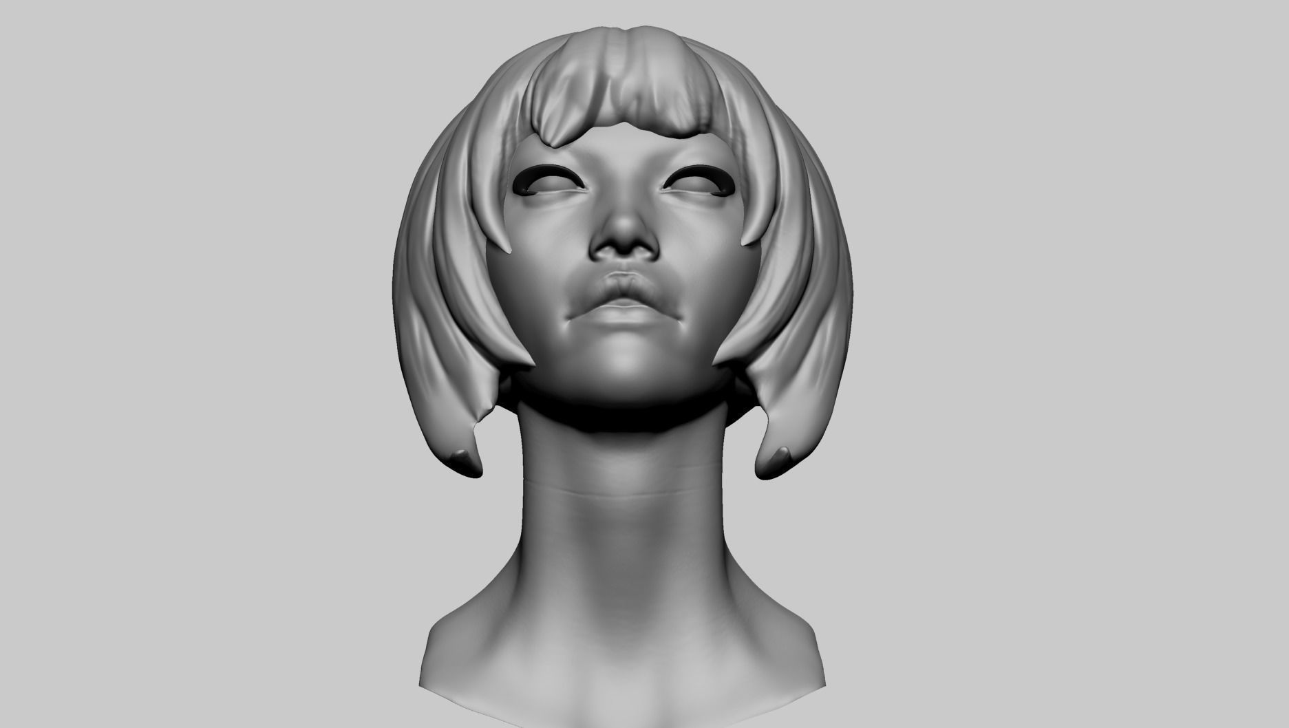 Asian Female Head B 3D model_5