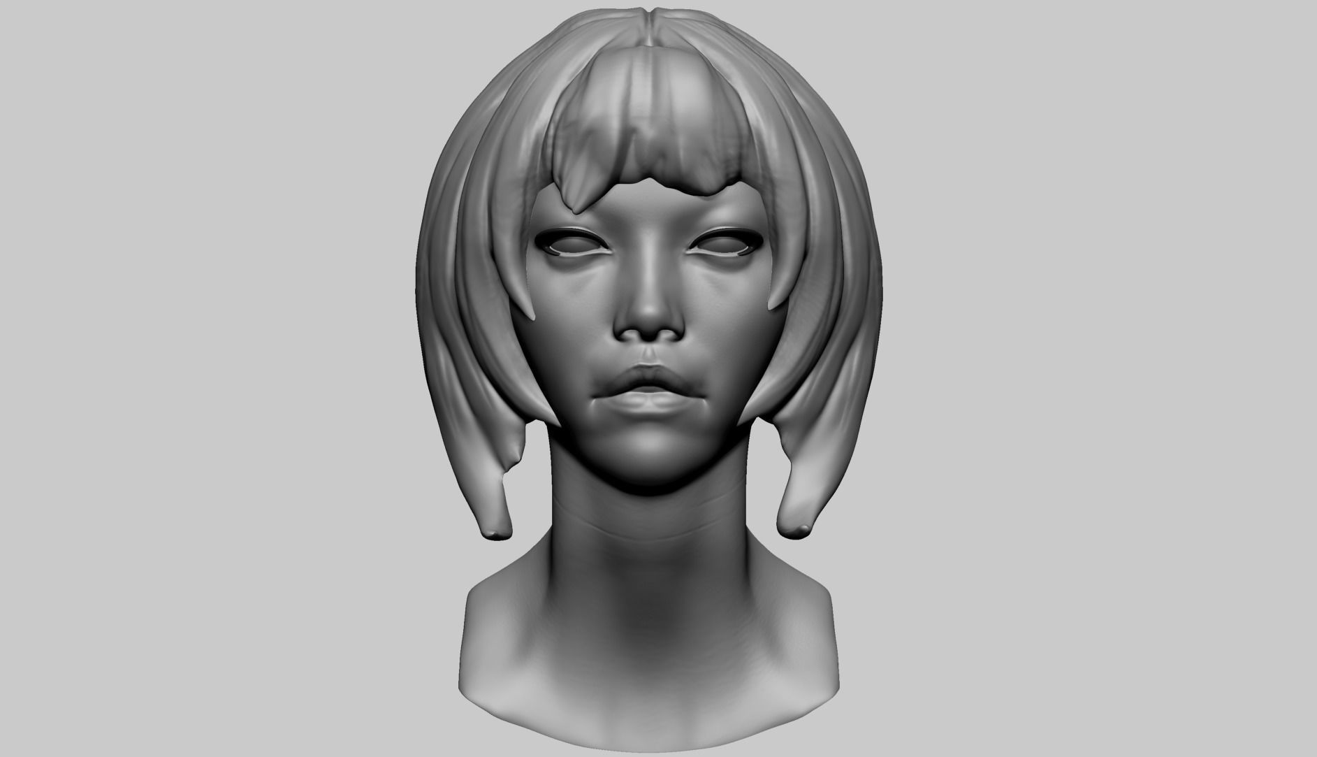 Asian Female Head B 3D model_1