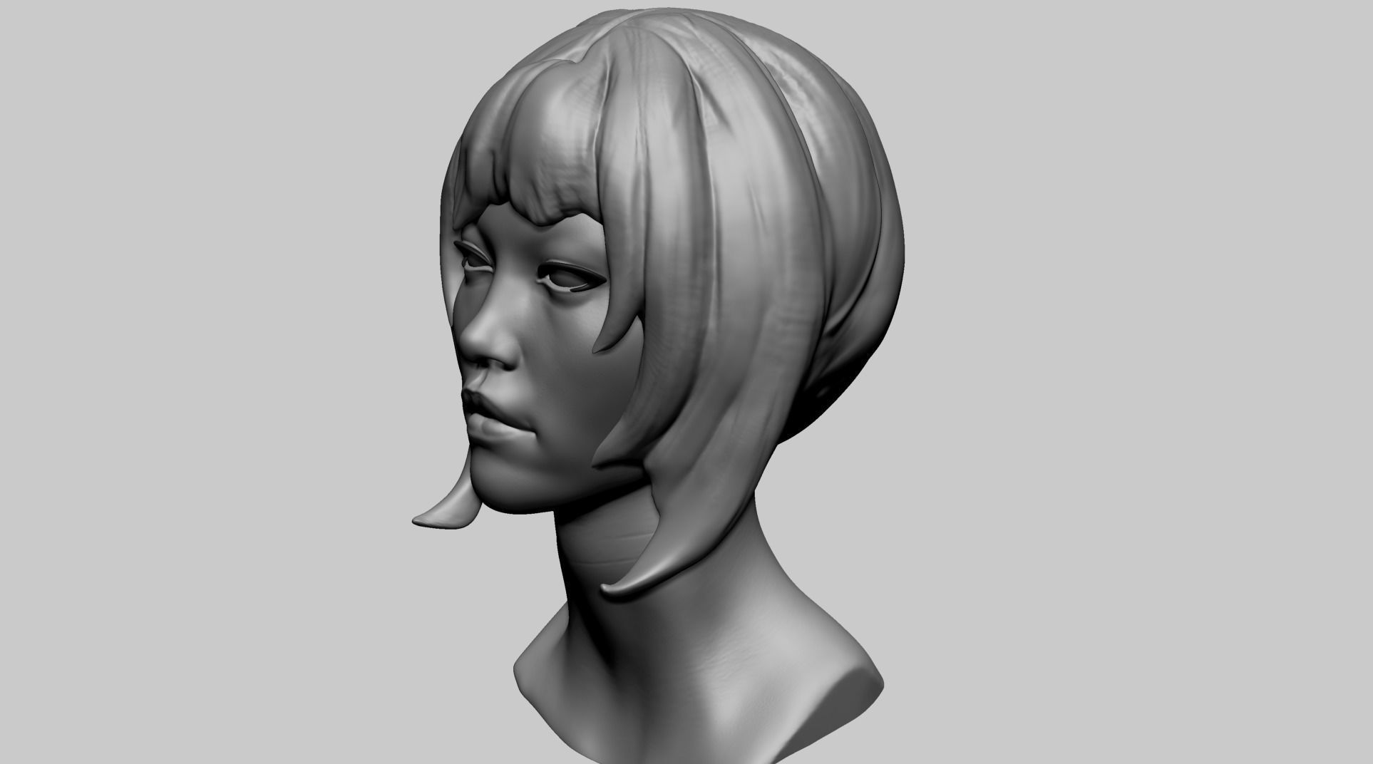 Asian Female Head B 3D model_4