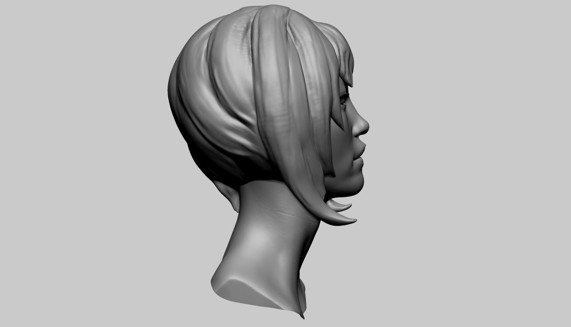 Asian Female Head B 3D model_2