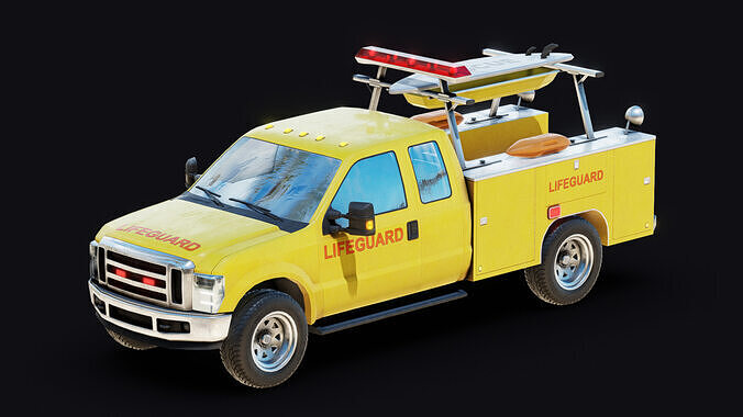 Lifeguard Pickup Truck Low-poly 3D model