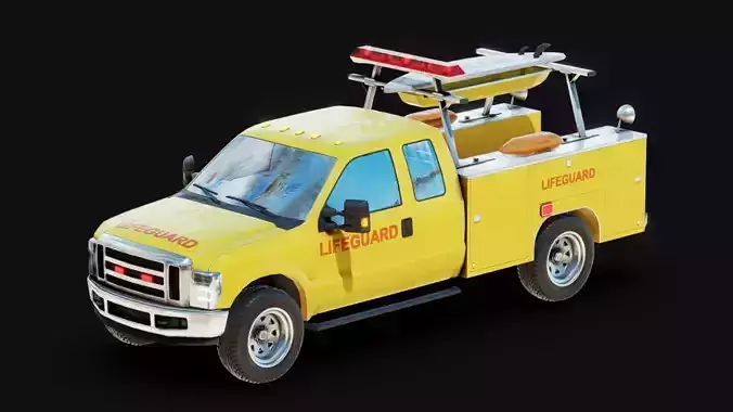 Lifeguard Pickup Truck Low-poly 3D model