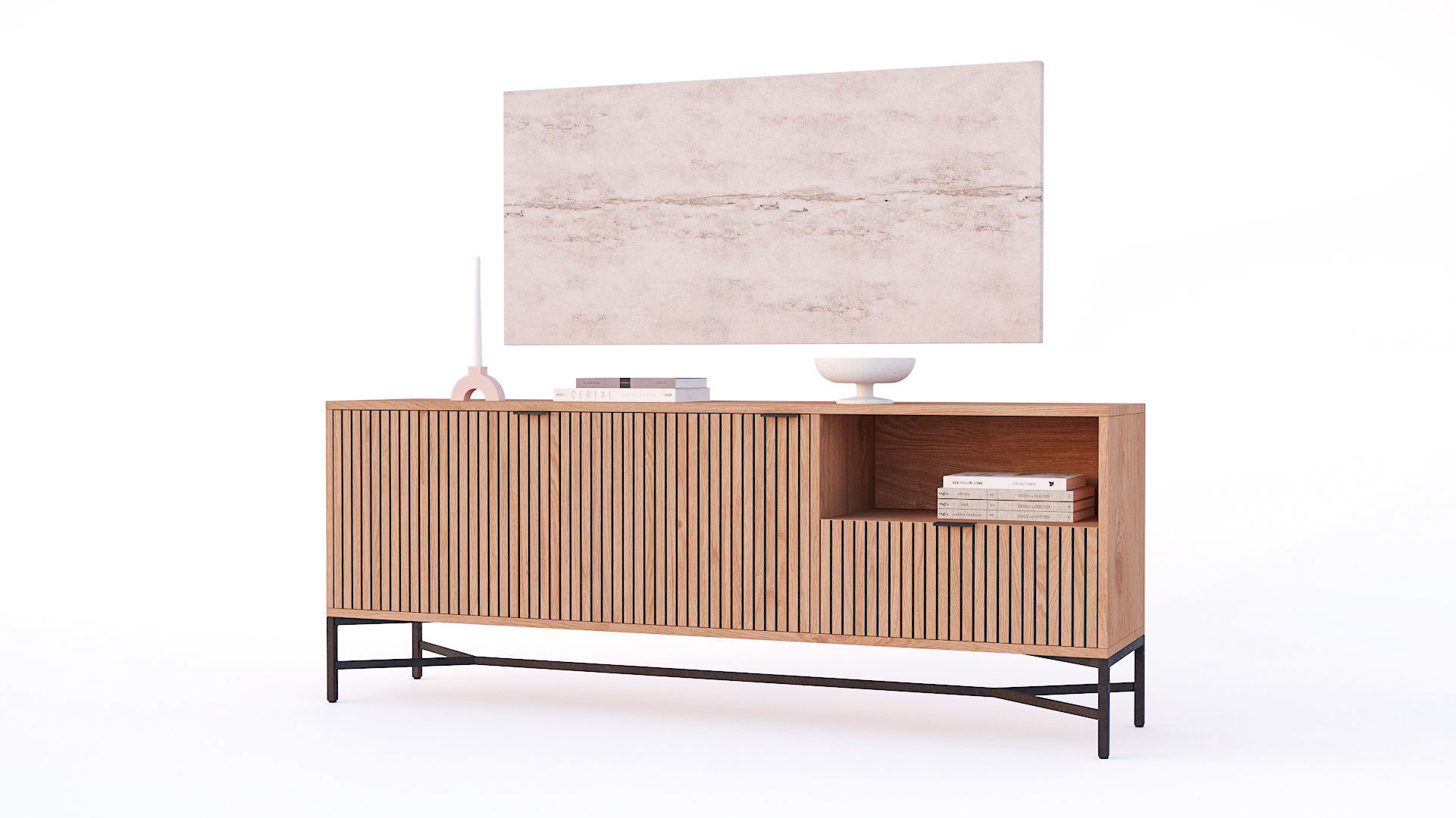 tv lowboard jaipur with decoration 3D model_1