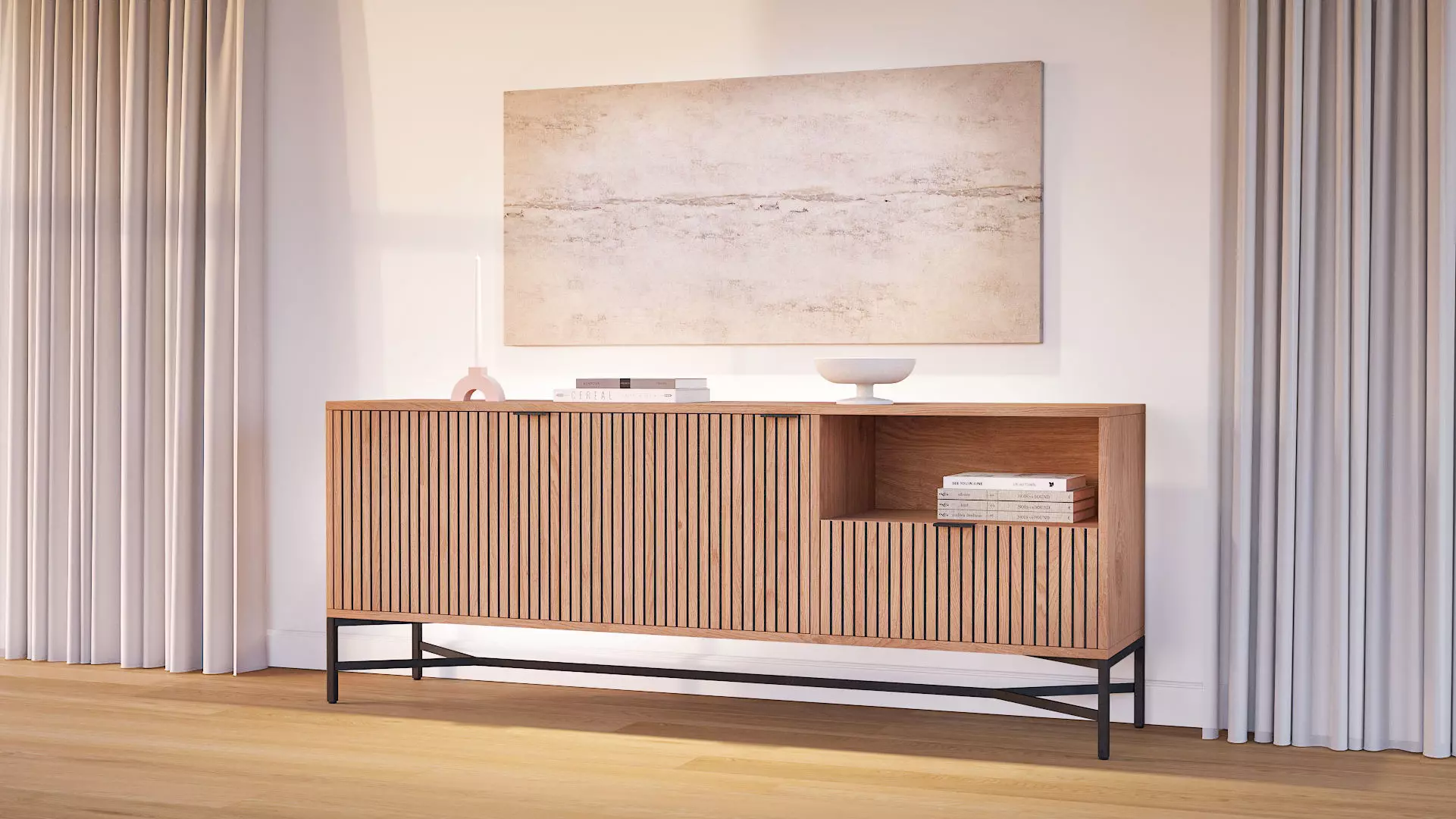 tv lowboard jaipur with decoration 3D model_0