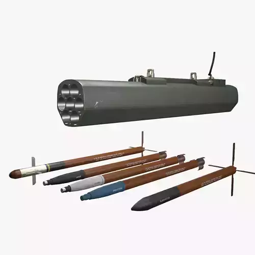  Rocket Launcher FZ233 With Missiles Low-poly 3D model