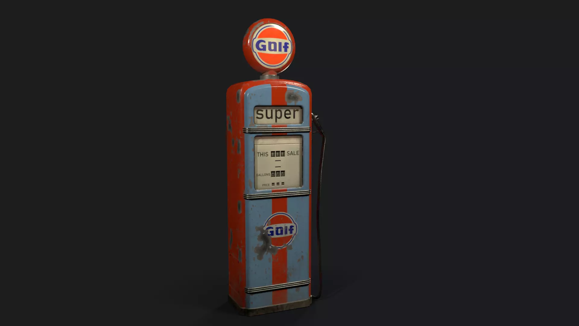 Vintage Oil Pump Low-poly 3D model