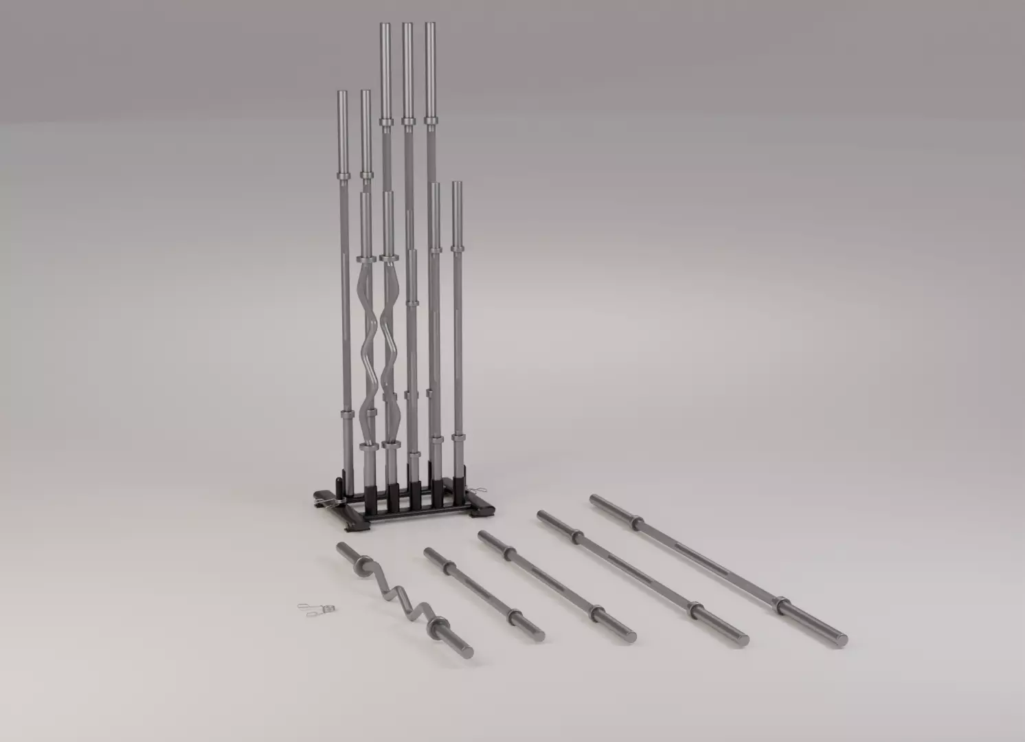 Barbells Pack with Holder - Low Poly Low-poly 3D model_0