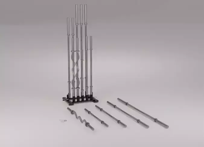 Barbells Pack with Holder - Low Poly Low-poly 3D model