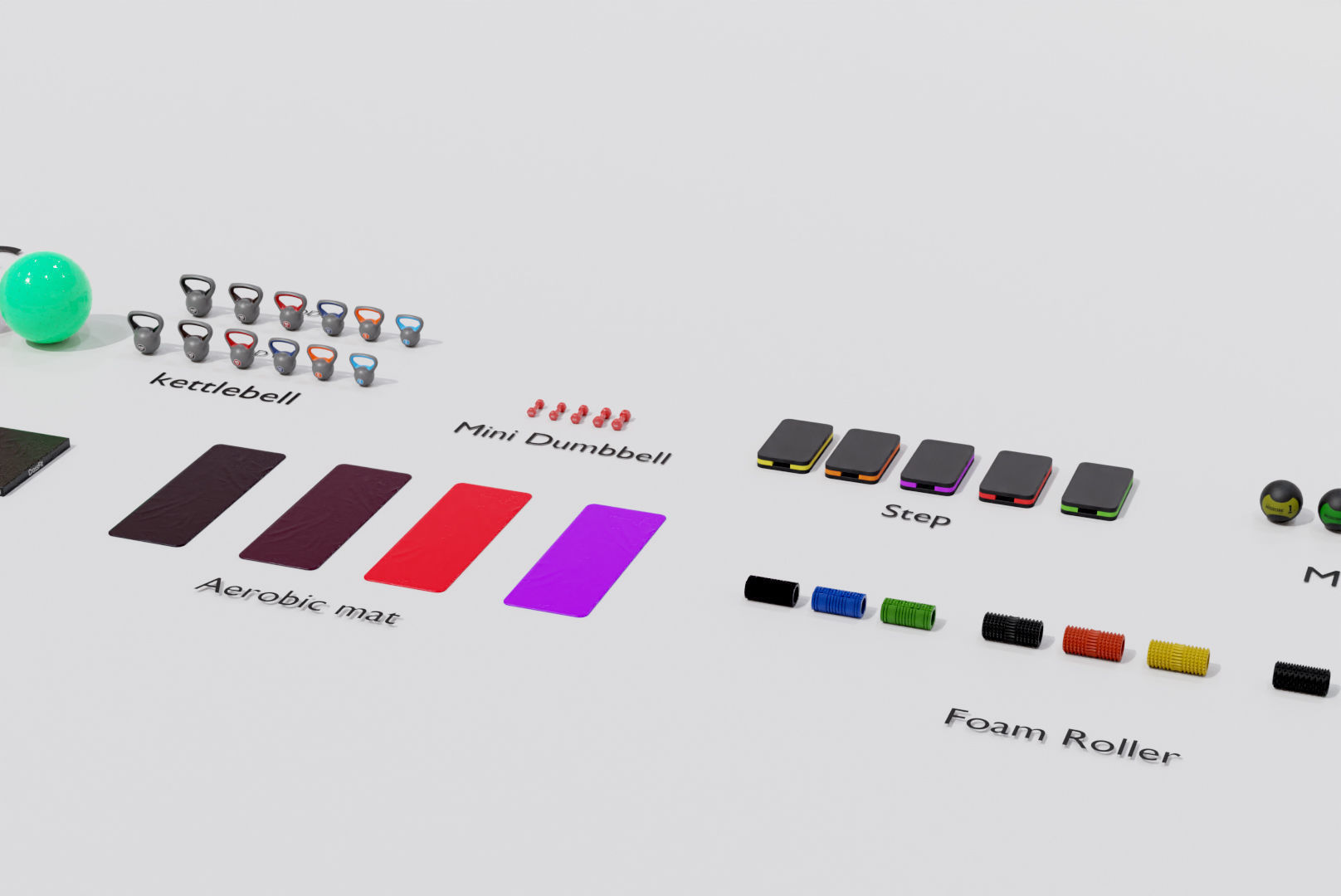 Aerobics Equipment Pack - Game Ready - High Quality Low-poly 3D model_1