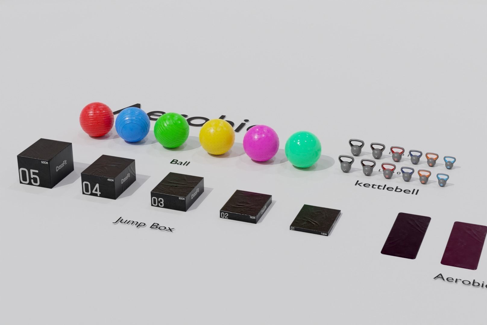 Aerobics Equipment Pack - Game Ready - High Quality Low-poly 3D model_4