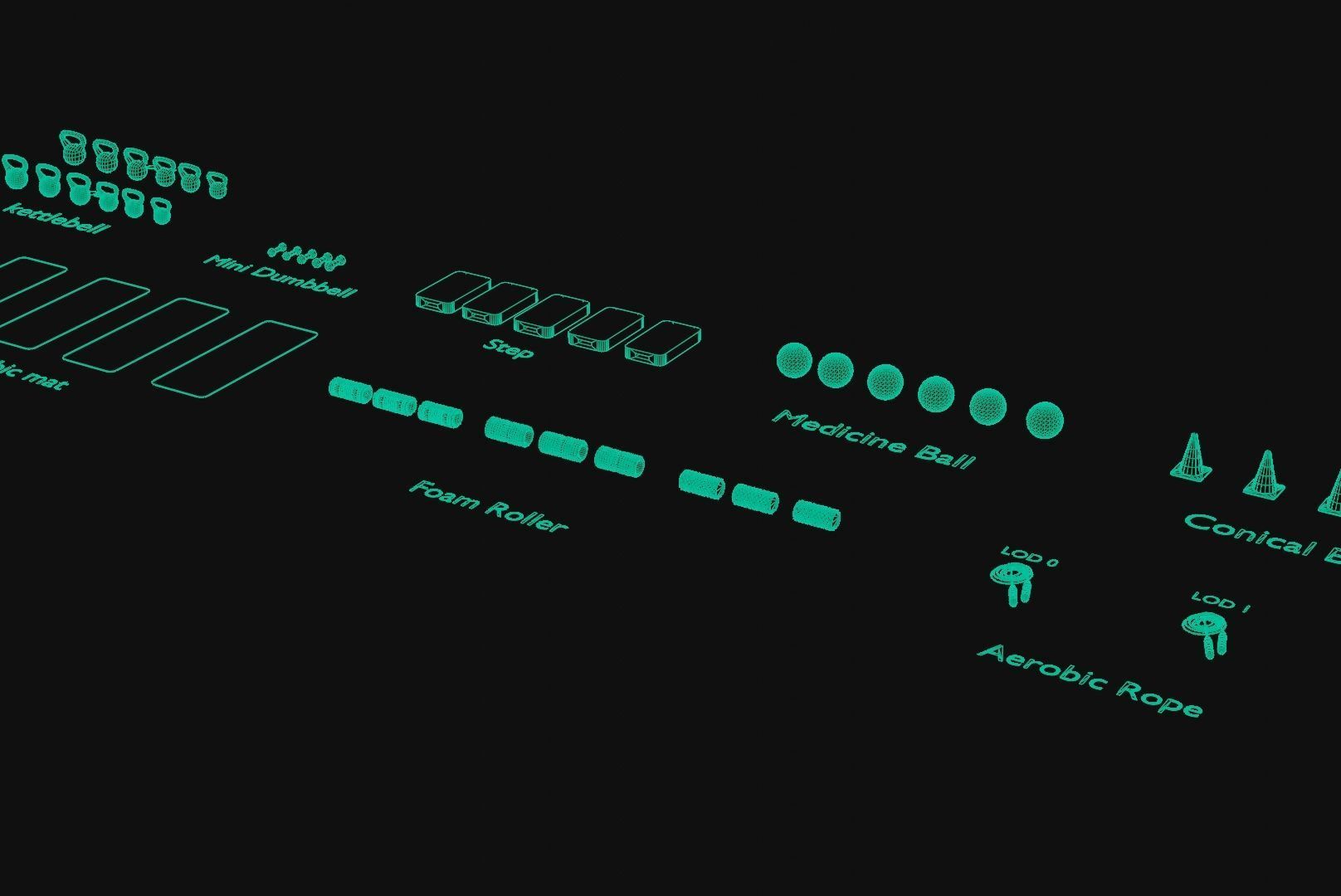 Aerobics Equipment Pack - Game Ready - High Quality Low-poly 3D model_6