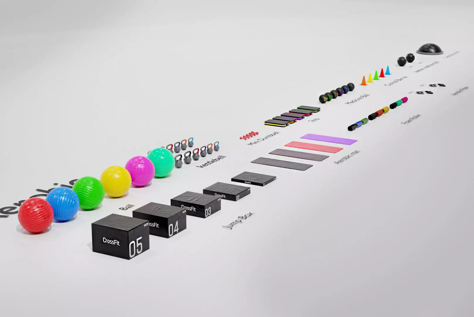 Aerobics Equipment Pack - Game Ready - High Quality Low-poly 3D model_0