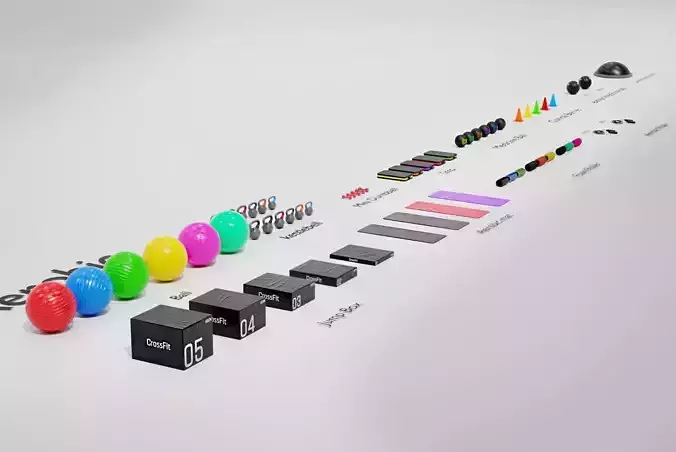 Aerobics Equipment Pack - Game Ready - High Quality Low-poly 3D model