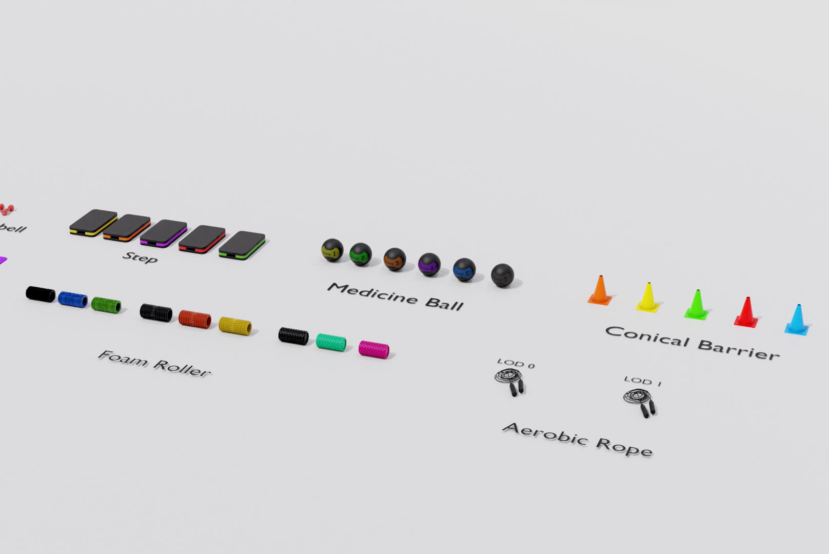 Aerobics Equipment Pack - Game Ready - High Quality Low-poly 3D model_2