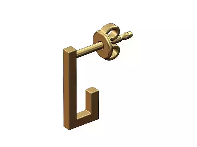 L gold bar stud earring 3D print model