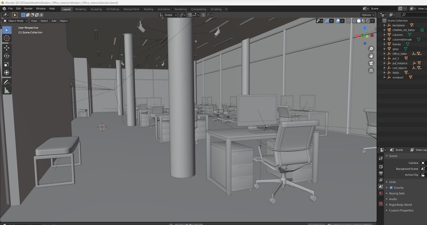 Modern Office interior 3D model_18