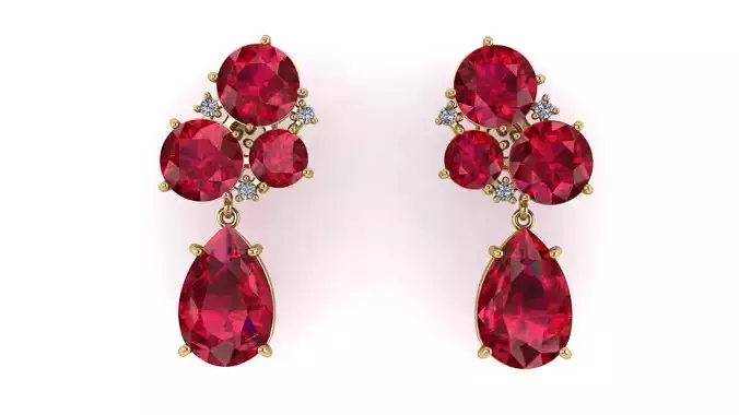 Earrings with Diamonds Round and Pear Gems
