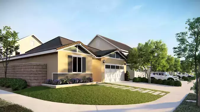  3D Exterior Scene 3D model design garden and landscape city 