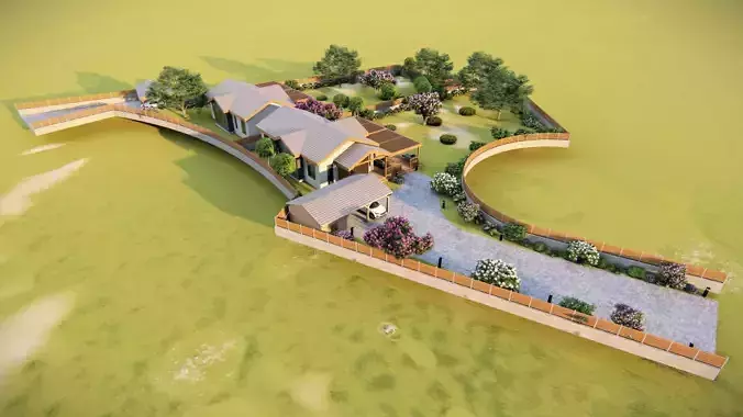  3D Exterior Scene 3D model design garden and landscape