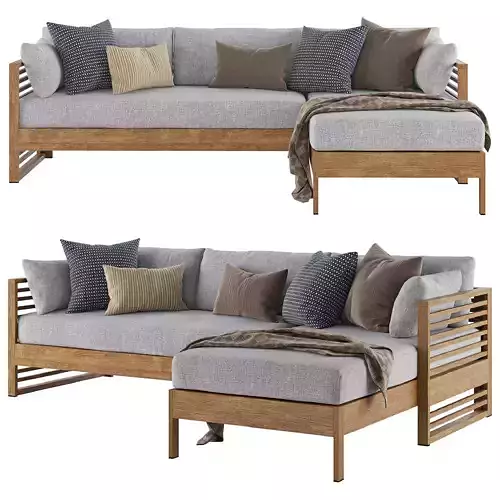 Sofa with chaise longue Santa Fe Slated 3D model