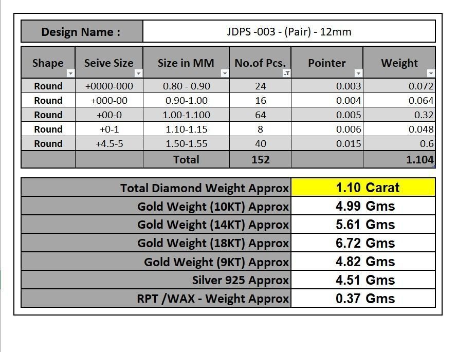Custom Round Shape Ice-out Diamond Studs - Unisex Earrings 12mm 3D print model_21